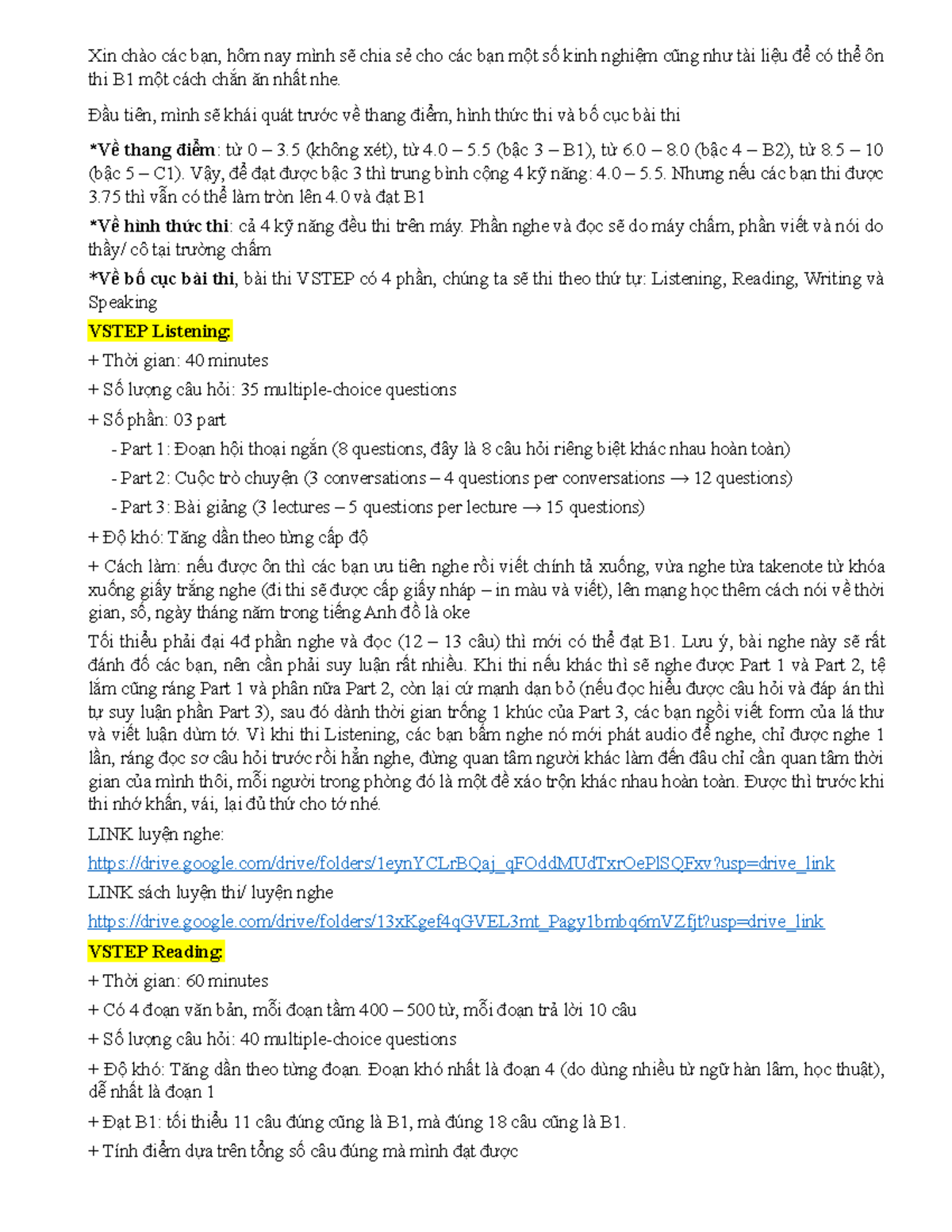 Hướng dẫn ôn thi VSTEP B1: Kinh nghiệm và tài liệu cần thiết - Document Preview