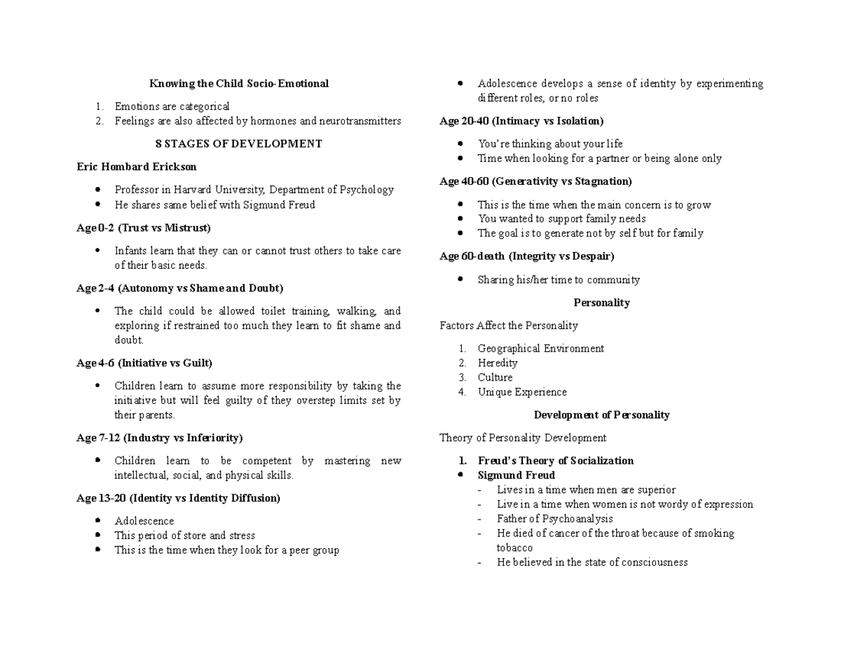 PED05-Midterm - Module for PED 05 - Knowing the Child Socio-Emotional ...