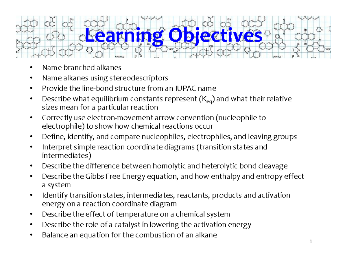 Picture Idea: Hydrocarbons Radicals Learning Objectives For Organic Chem 101