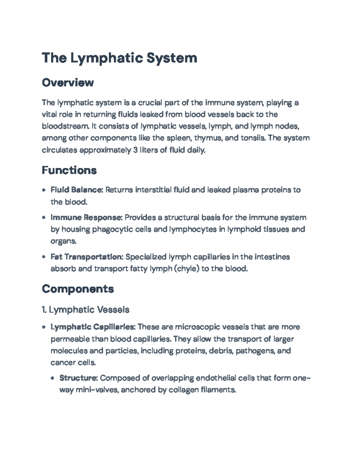 Lymphatic System Overview and Functions - BIOL 101 Lecture Notes - The ...