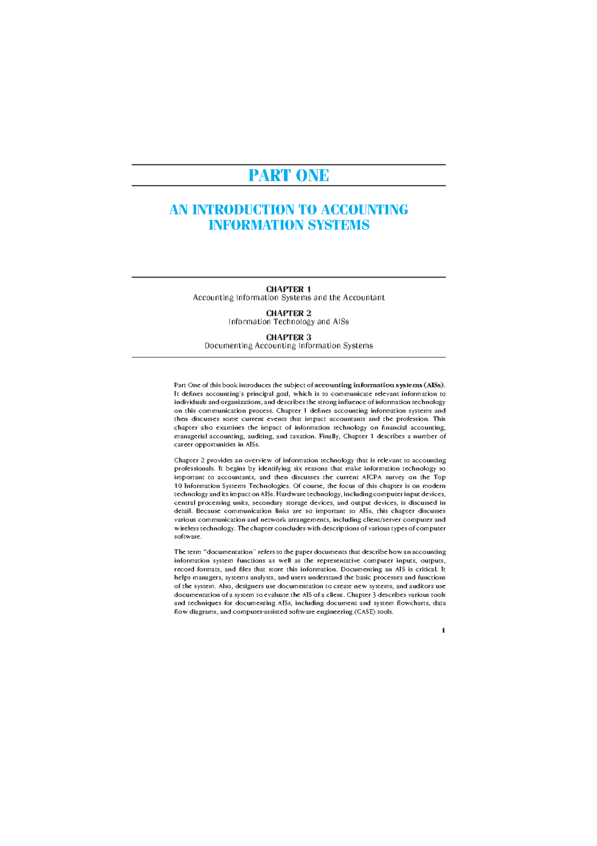 Part 1: Chapter 1 - Introduction to Accounting Information Systems (AIS ...