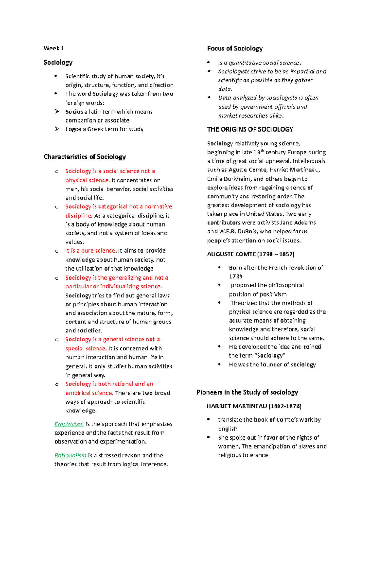 Sociology Overview: Key Concepts and Founders - SOC101 Lecture Notes ...