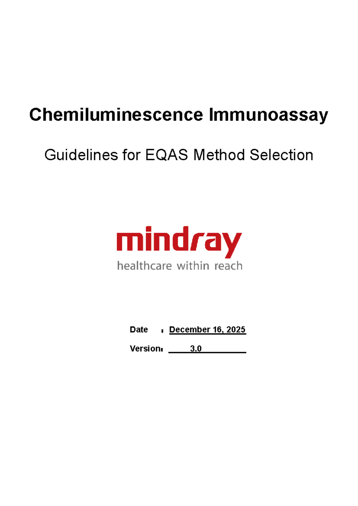 Chemiluminescence Immunoassay EQAS Guidelines - V3.0 (2025) - Studocu