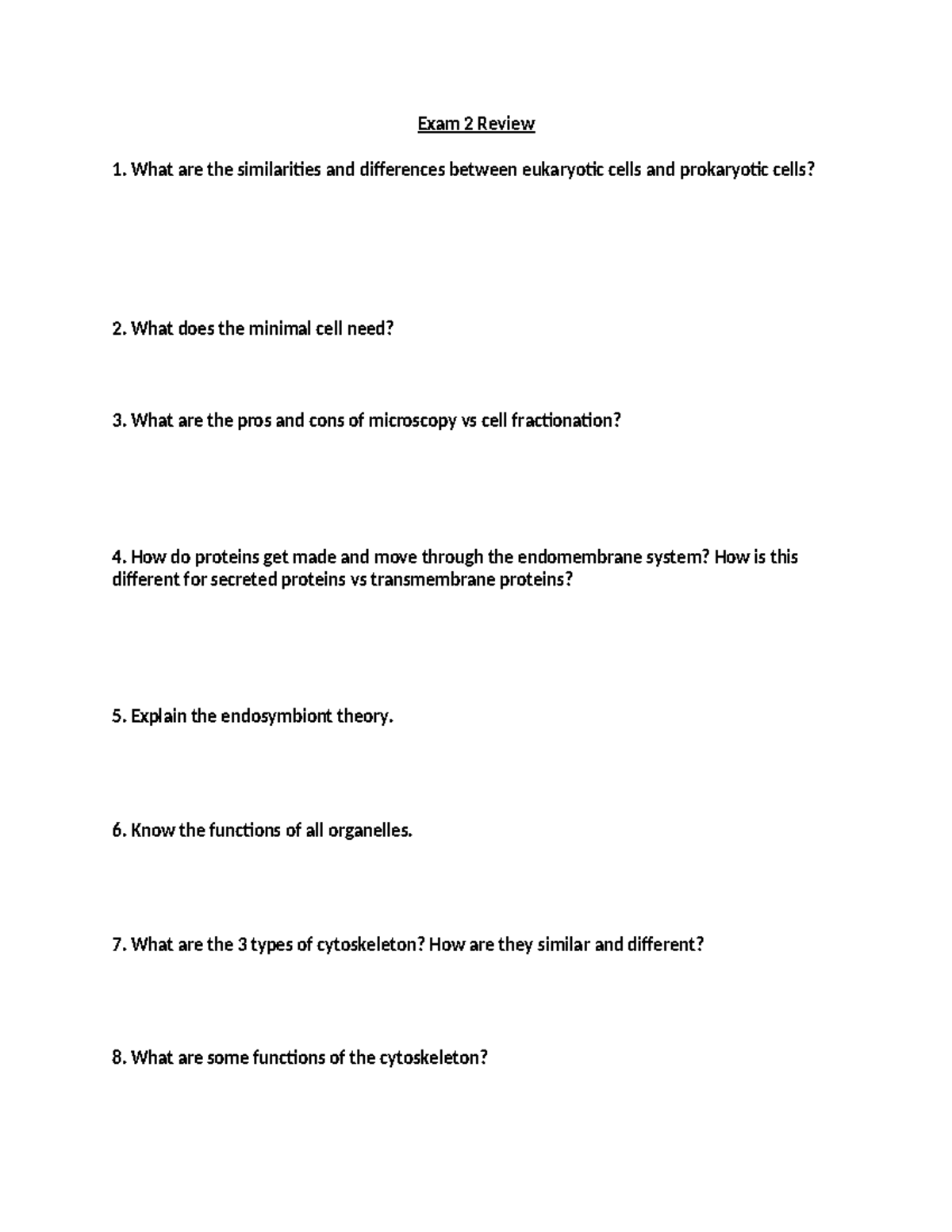 Cell Biology Exam 2 Review: Key Concepts & Questions - Studocu