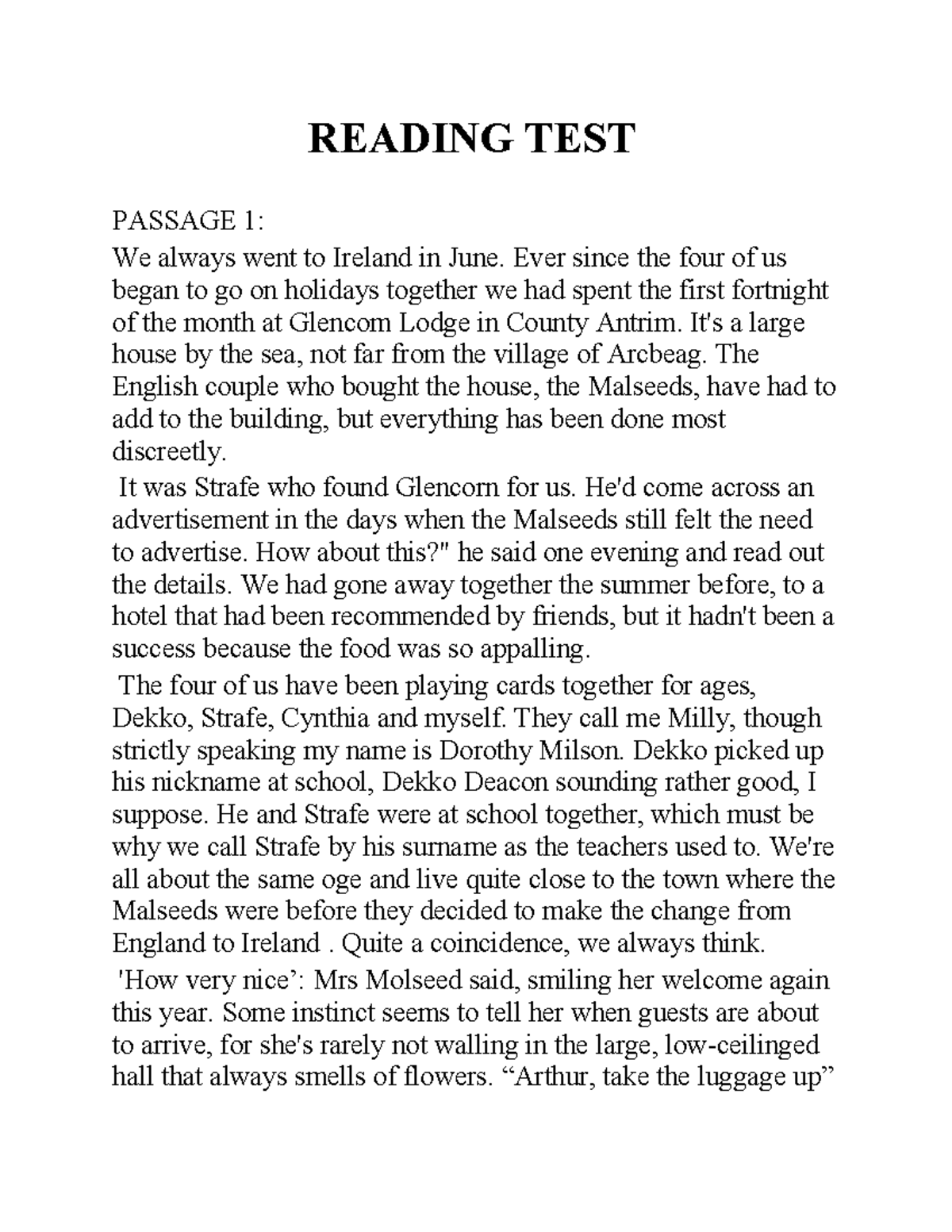 ENG 102 - Reading Test: Comprehension Questions & Analysis - Studocu