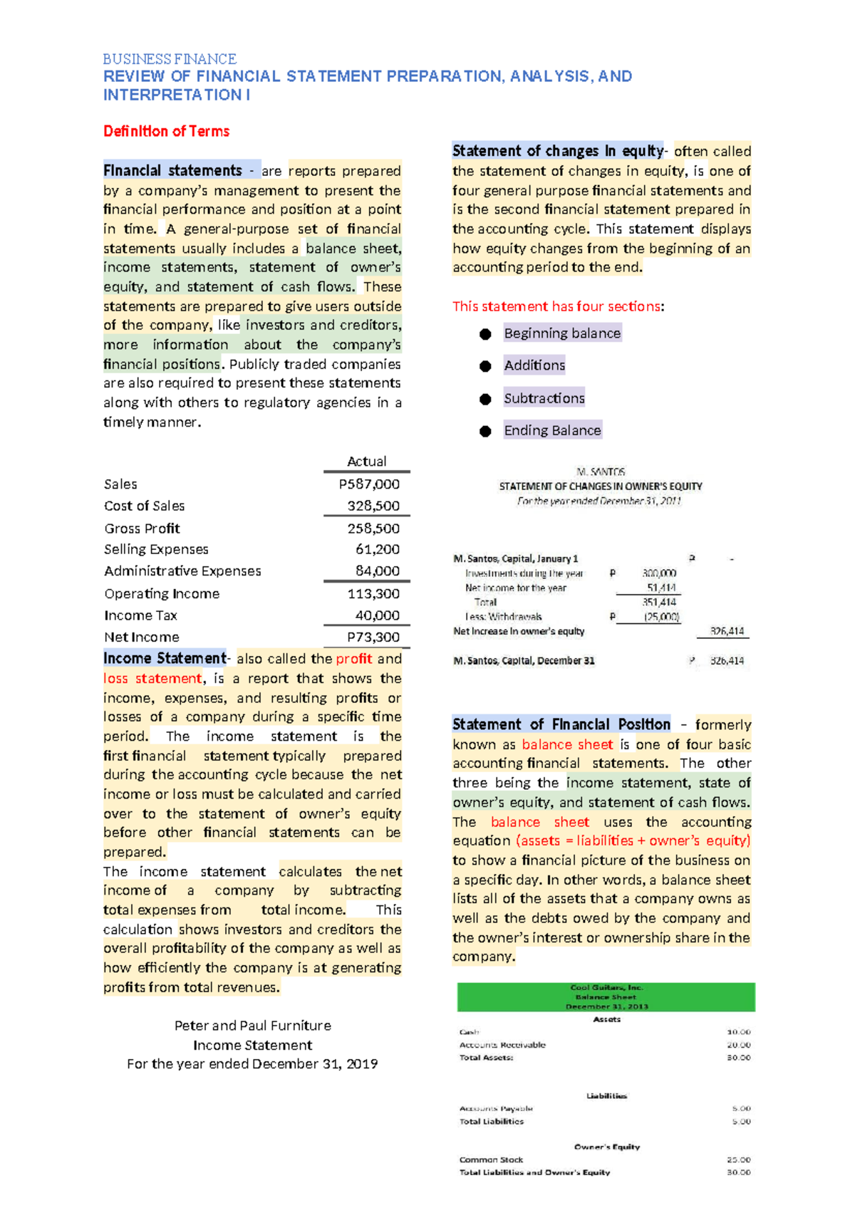M3 BUSINESS FINANCE: REVIEW OF FINANCIAL STATEMENTS & ANALYSIS - Studocu