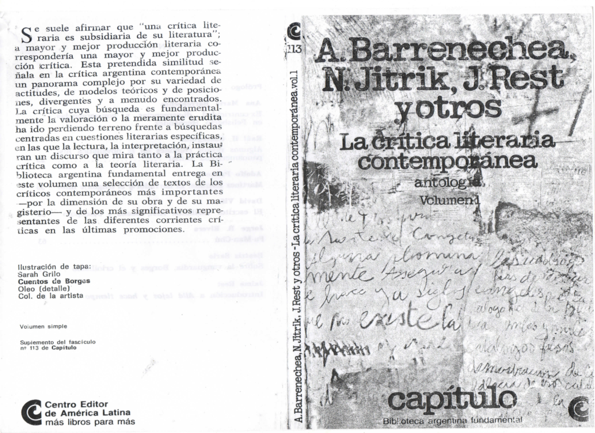 REST Y Otros: La Crítica Literaria Contemporánea - Barrenechea, Jitrik - Document Preview