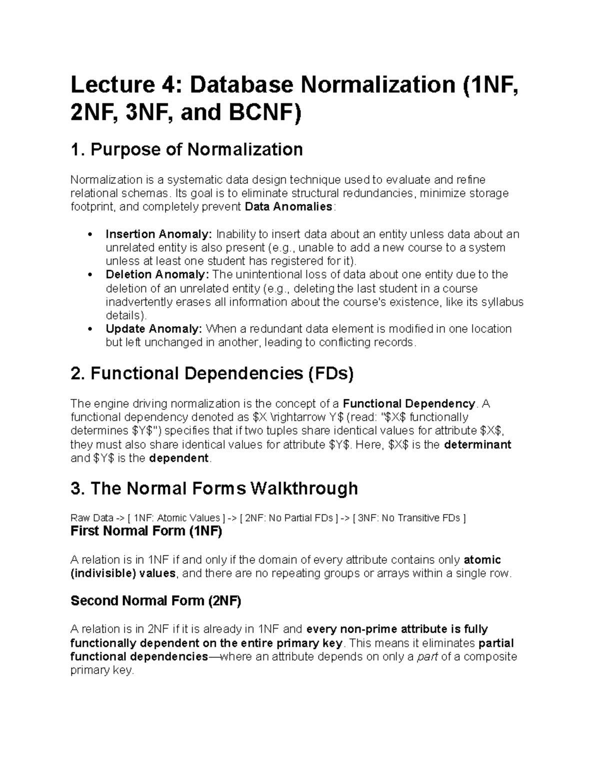 CSIS 2300 - Lecture 4: Understanding Database Normalization (1NF, 2NF ...