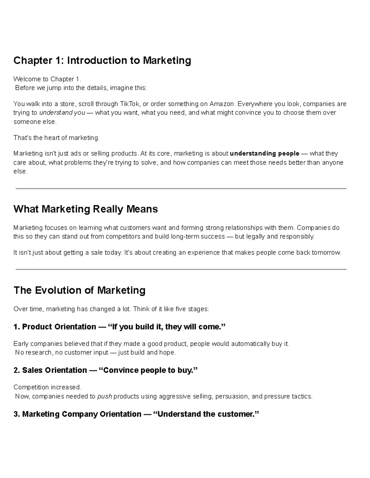 MKT 101 - Final Exam Notes: Introduction to Marketing Concepts - Studocu