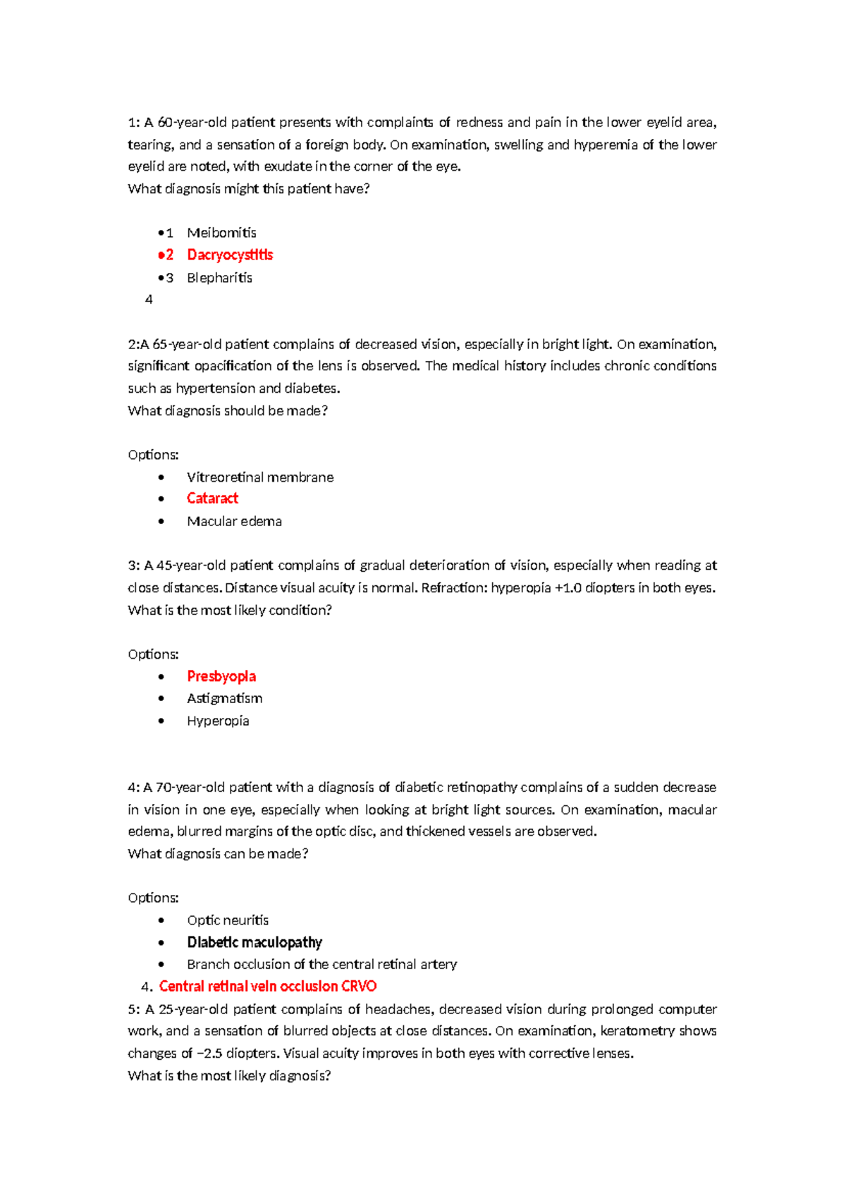 Ophthalmology 2: Clinical Cases and Diagnoses for Practice - Studocu