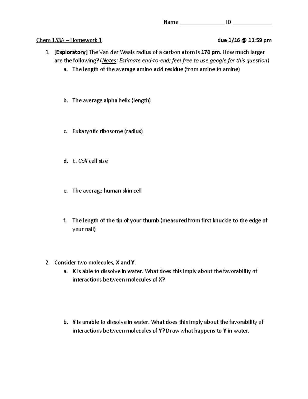 Chem 153A - Homework #1: Exploratory Problems and Titration Curves ...