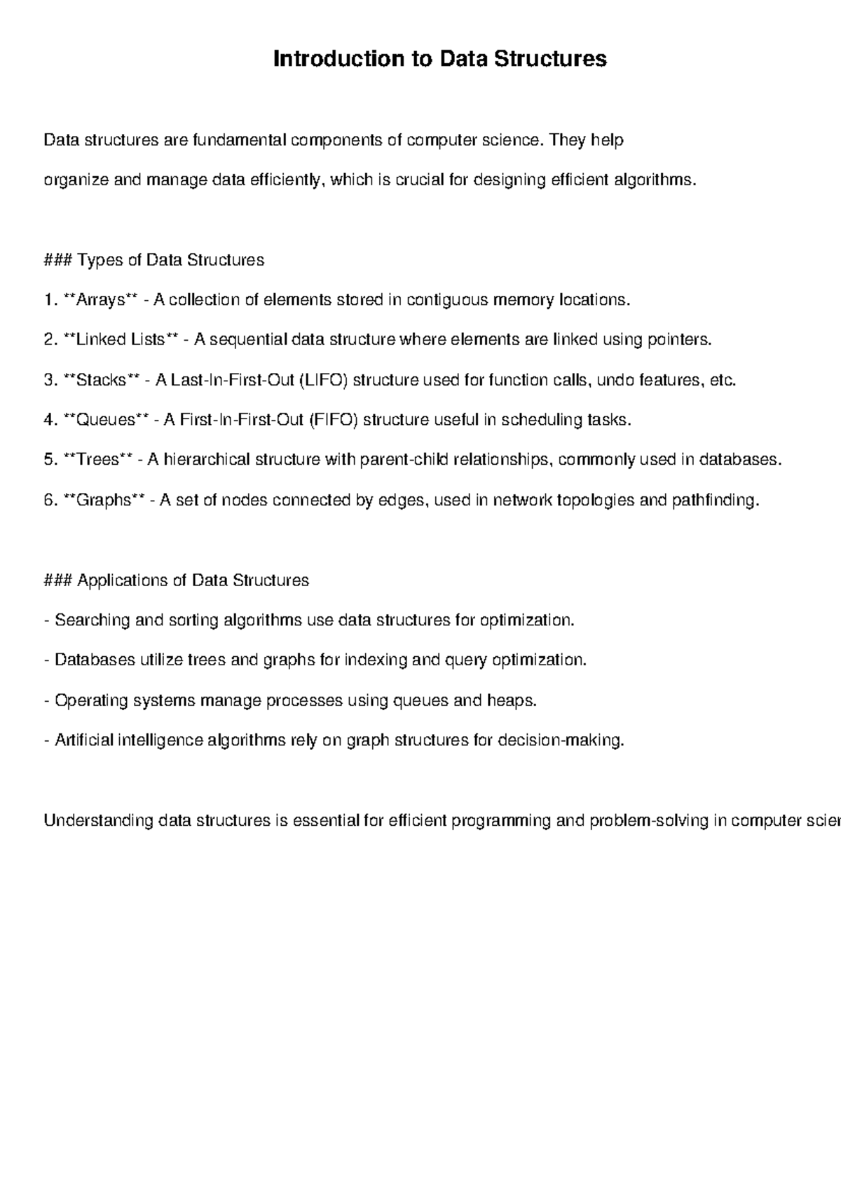 Data structures study doc - Introduction to Data Structures Data ...