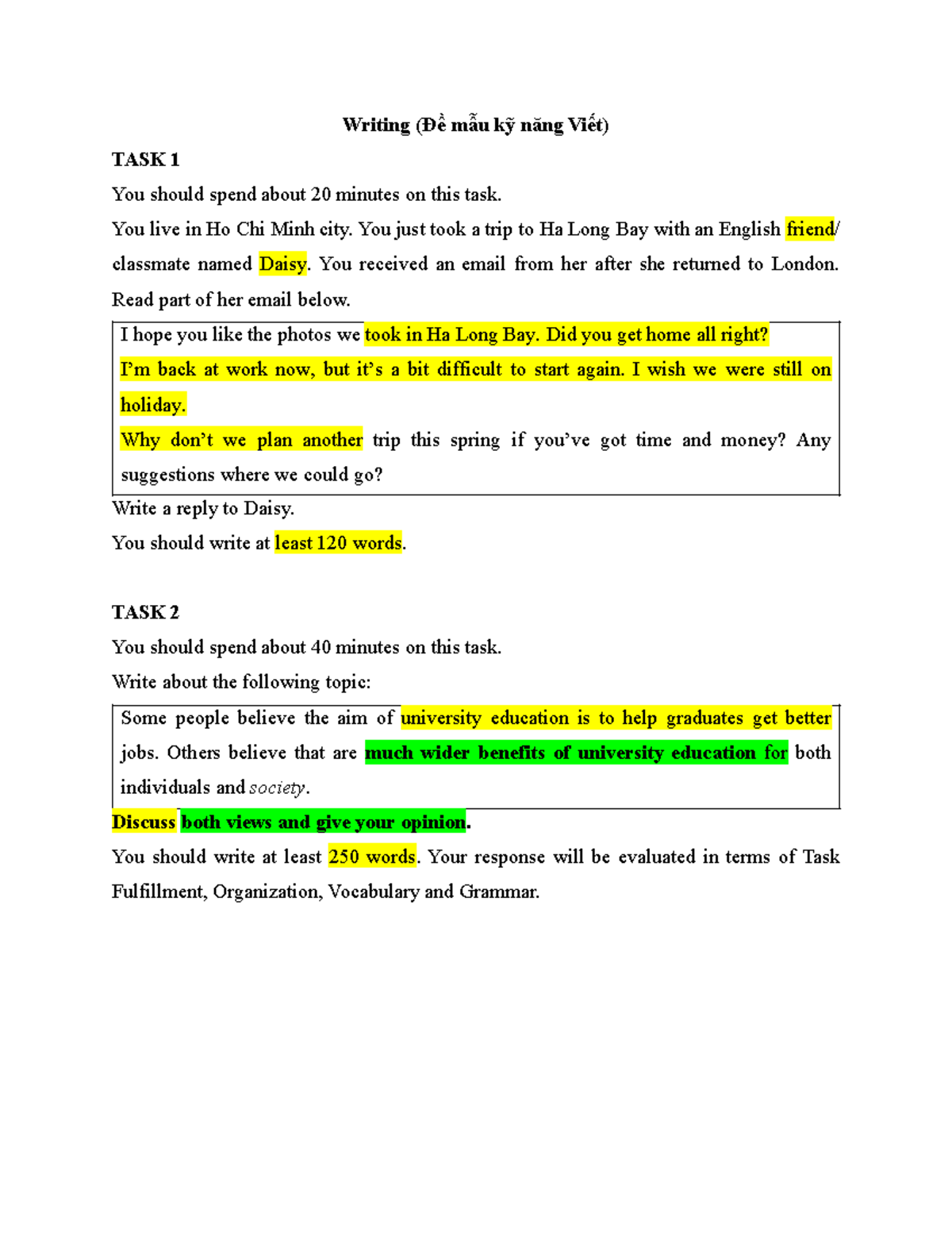 CEFR Writing Sample - Task 1 & Task 2 (SADAS) - Studocu