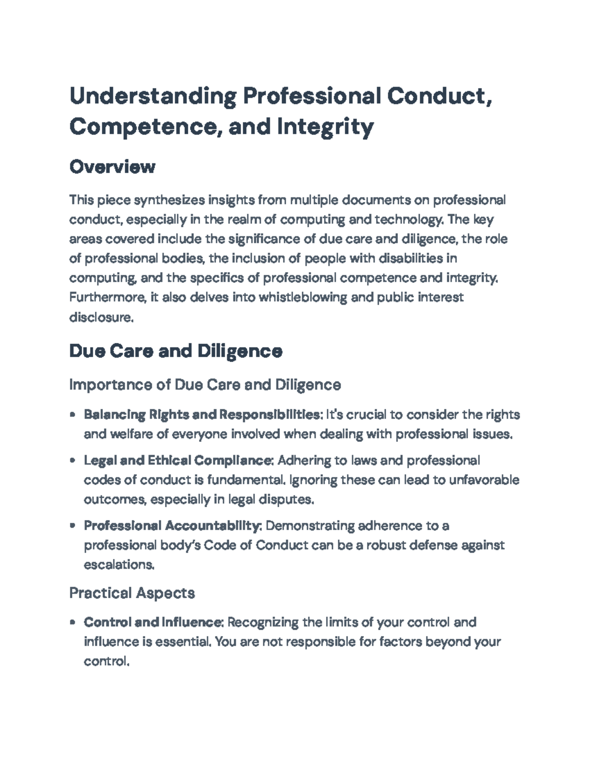 Professional Conduct, Competence, and Ethics in Computing (CS 101 ...