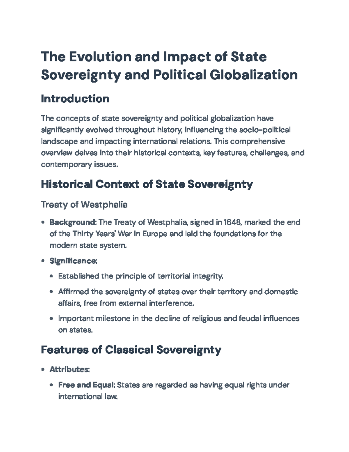 The Evolution of State Sovereignty in Political Globalization - Studocu