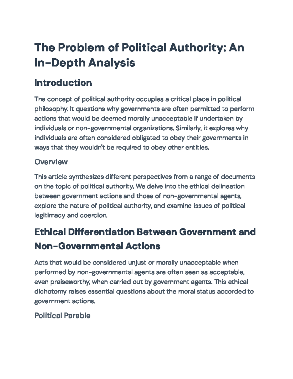 Analyzing Political Authority: Ethical Perspectives (POLI 101) - Studocu