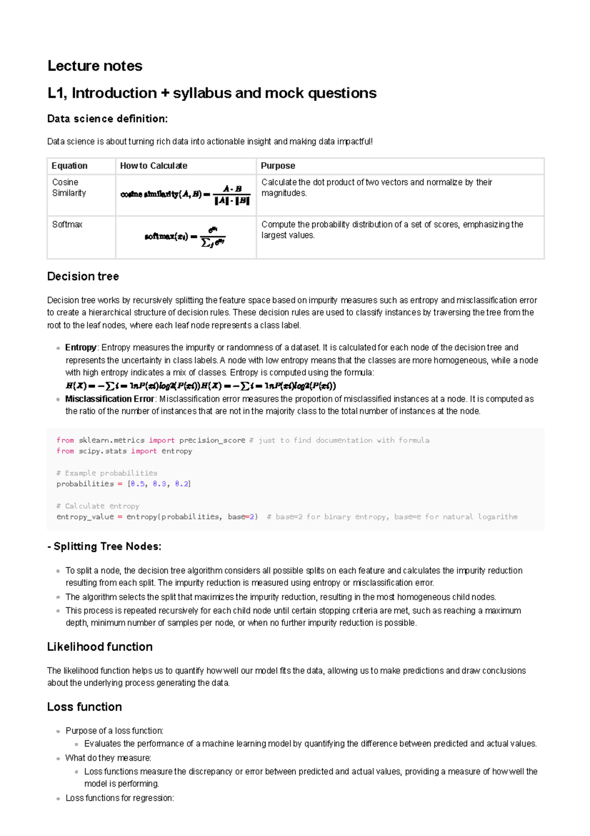 Lecture Notes L1-L6: Intro to Data Science & Deep Learning Concepts ...
