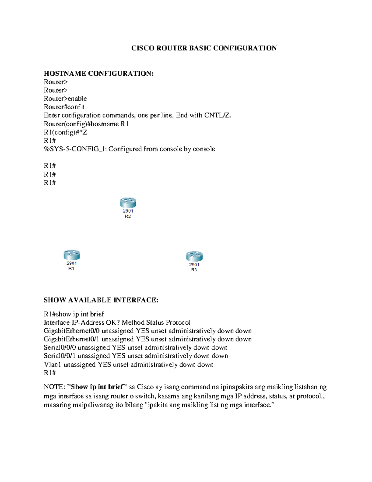 Cisco Router Basic Configuration - CISCO ROUTER BASIC CONFIGURATION ...
