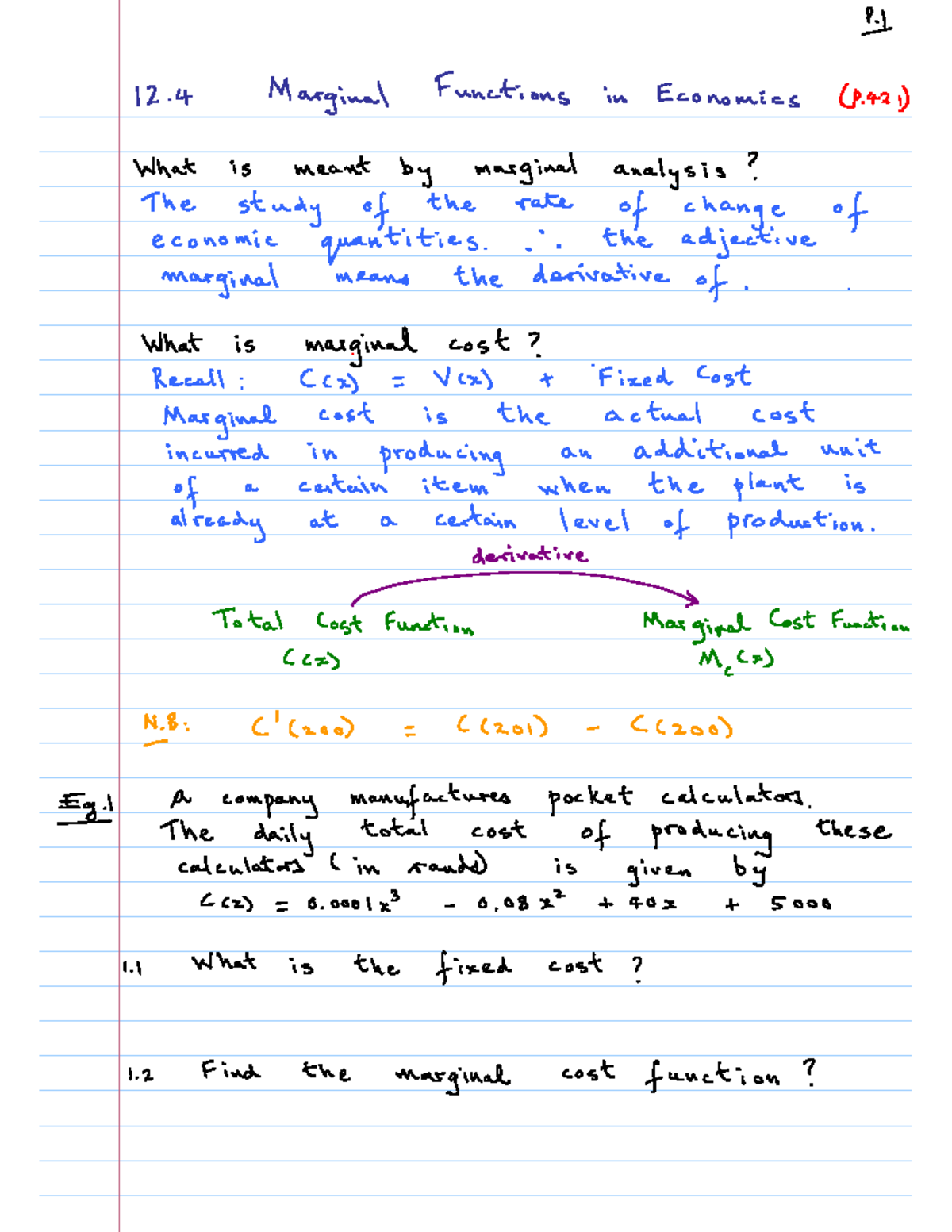 22 Marginal Functions in Economics: Understanding Costs and Production ...