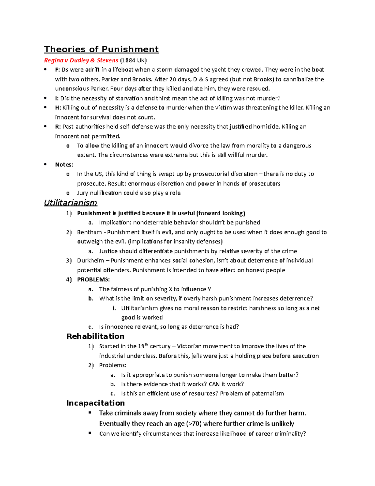 Theories of Punishment: Key Concepts and Case Studies (LAW 101) - Studocu