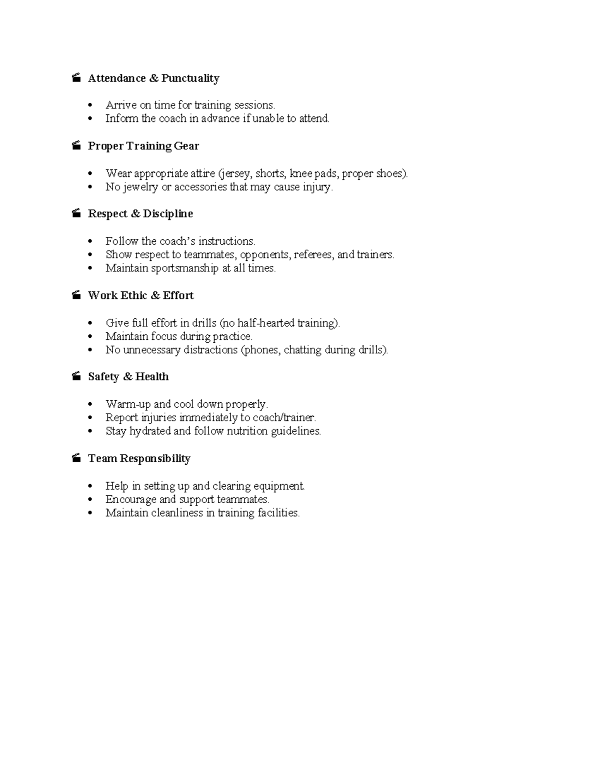 Rules and Guidelines for Training Sessions - ssss - Studocu