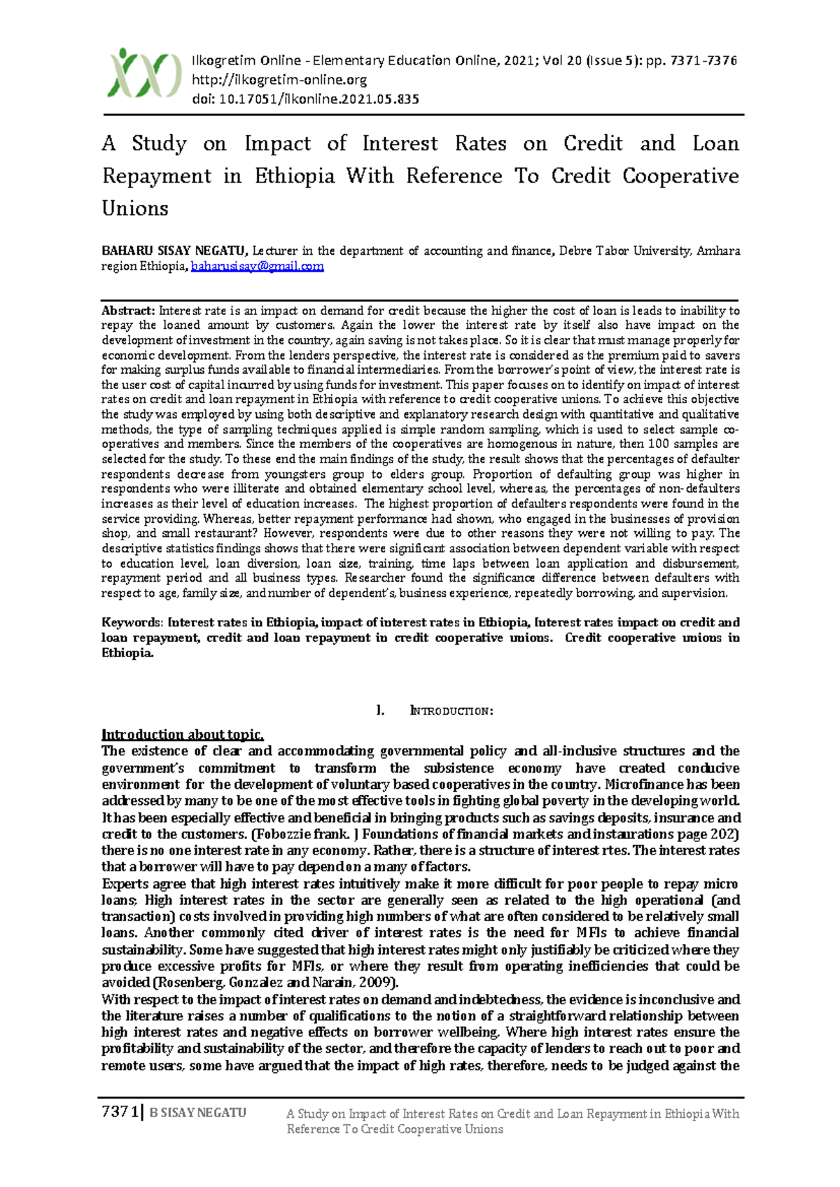 A Study on Impact of Interest Rates on C - Ilkogretim Online ...