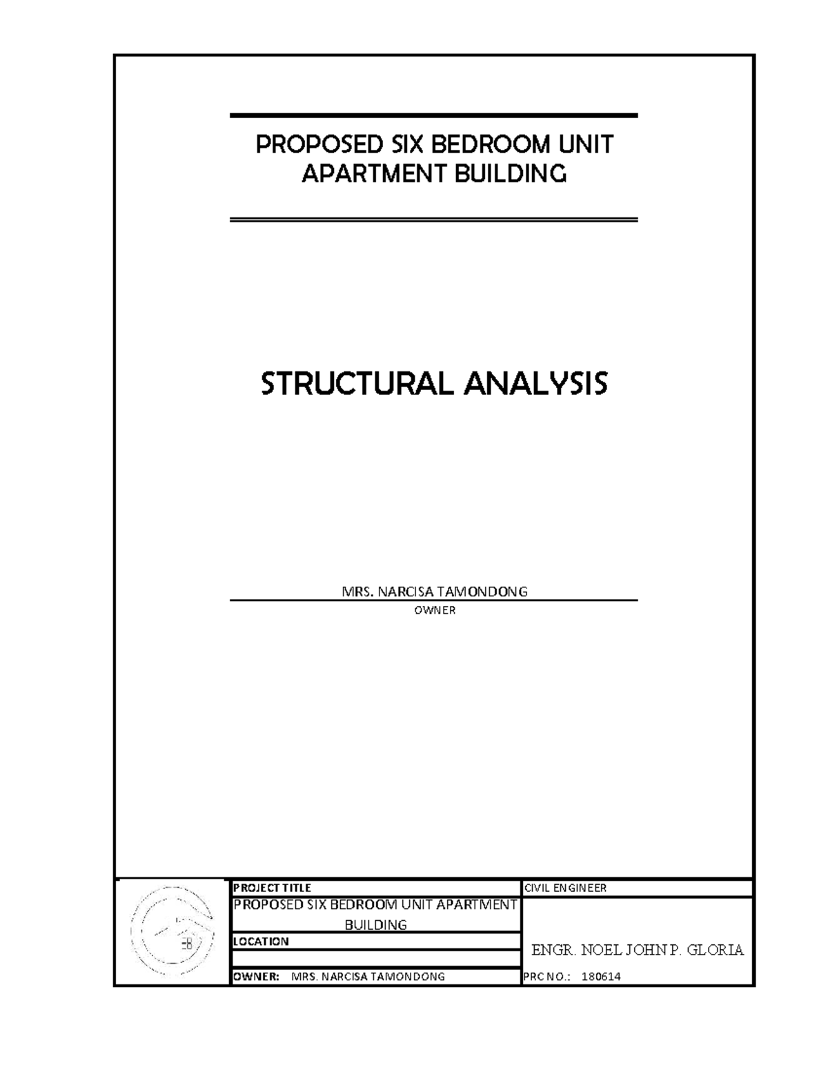 Structural Analysis of Proposed 6-Bedroom Apartment Building - Studocu