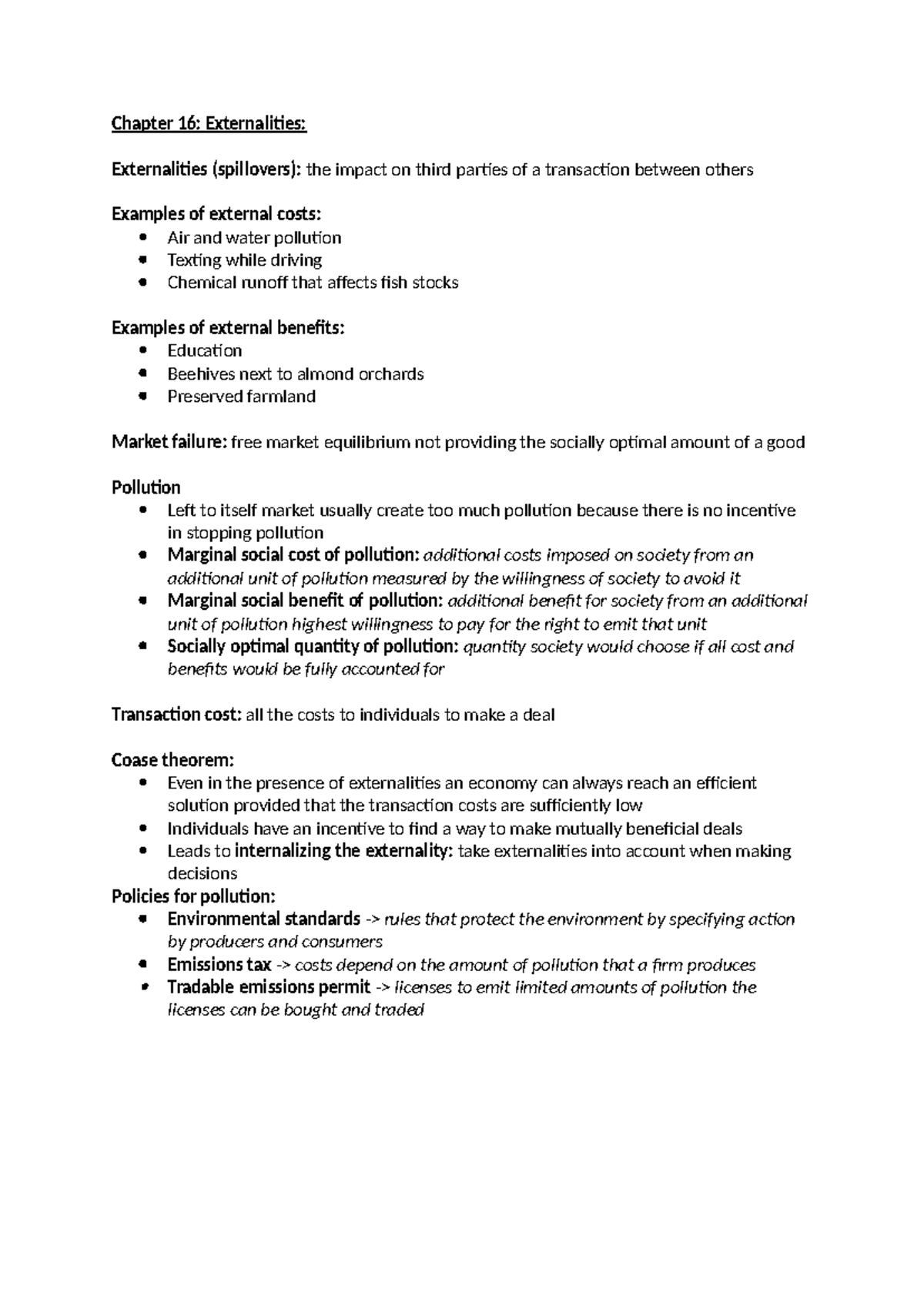 Session 09 - Summary of Lecture on Externalities and Market Failures ...