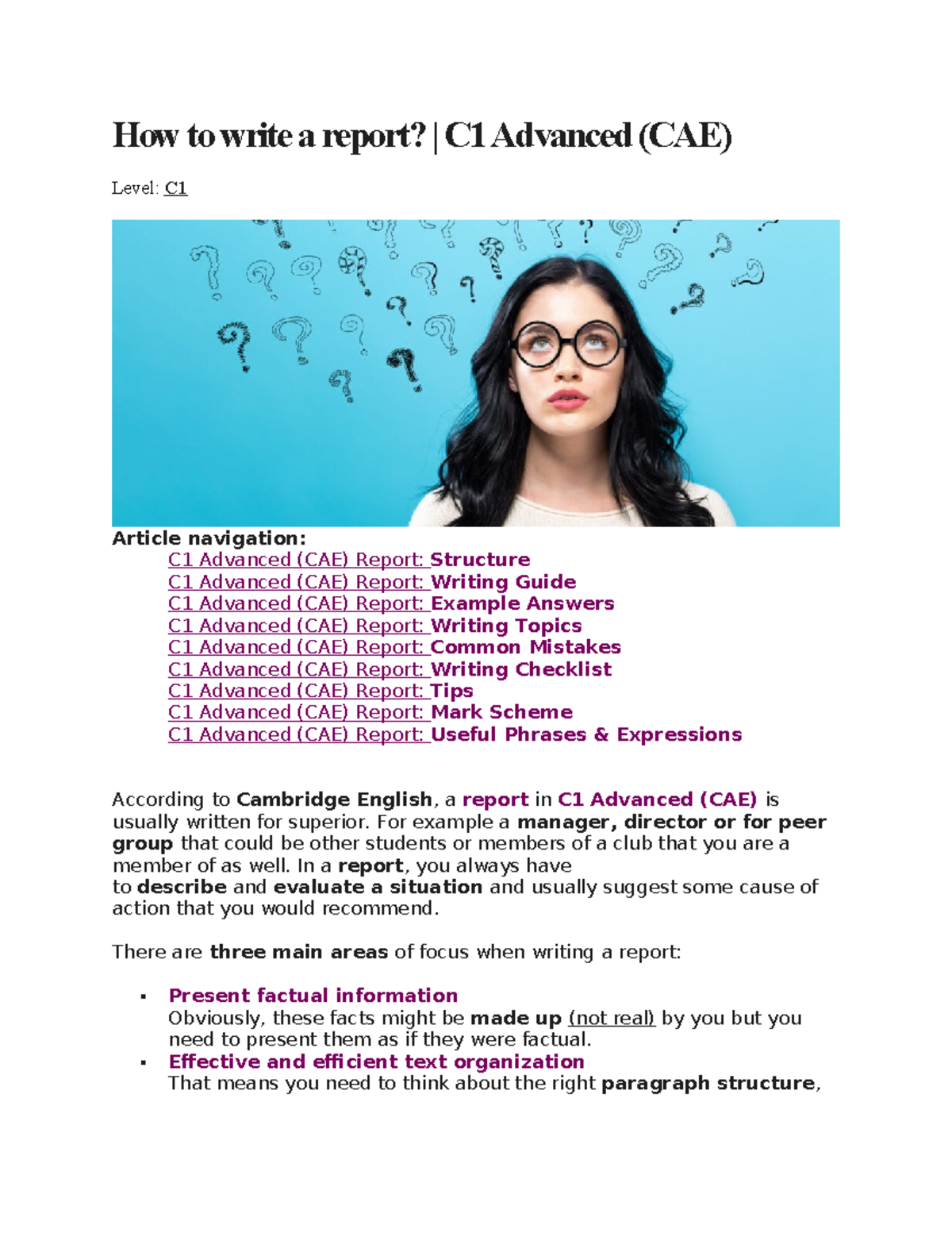 C1 Advanced (CAE) Report Writing Guide: Structure, Tips & Examples ...