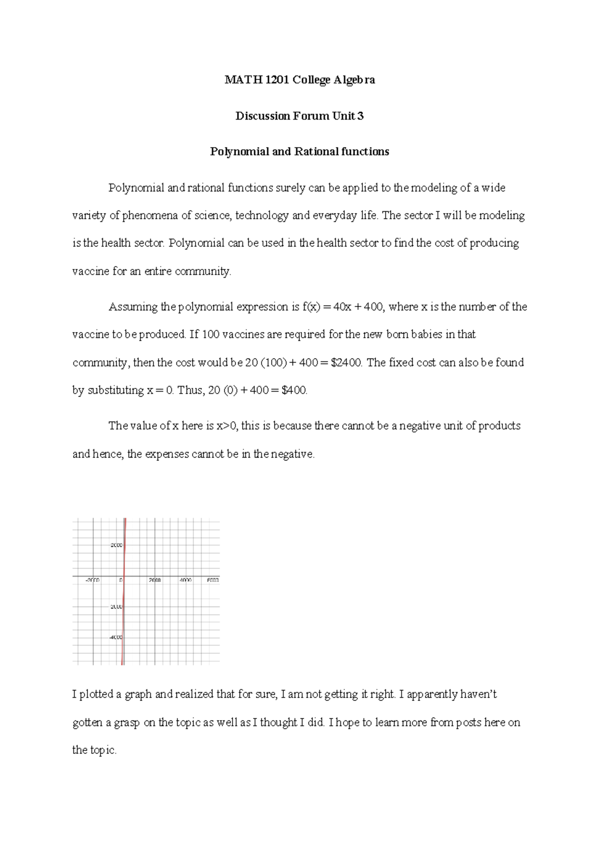 College Algebra Discussion Forum unit 3 - MATH 1201 College Algebra ...