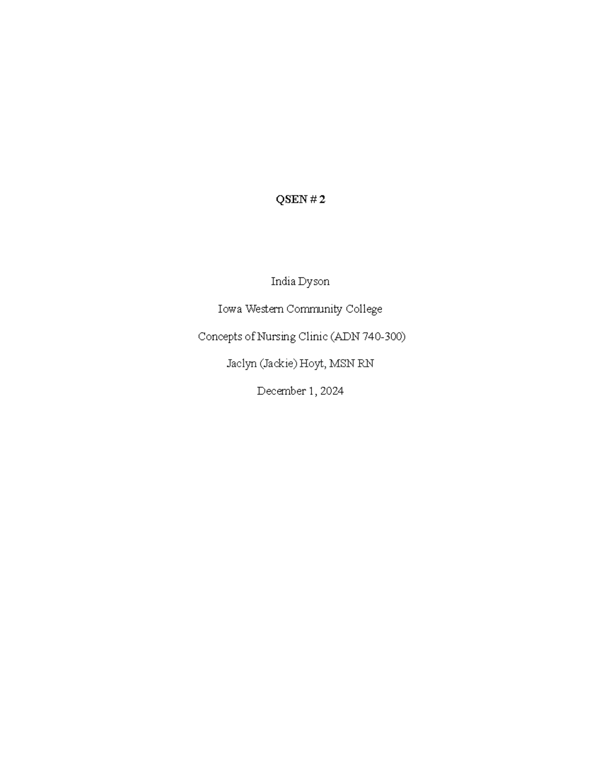 QSEN Competencies - Evidence-Based Practice & Safety Reflection - Studocu