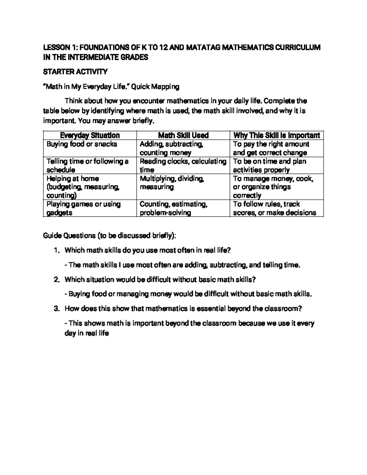 CRUZ Midterm Project: Foundations of K to 12 Math Curriculum Activities ...