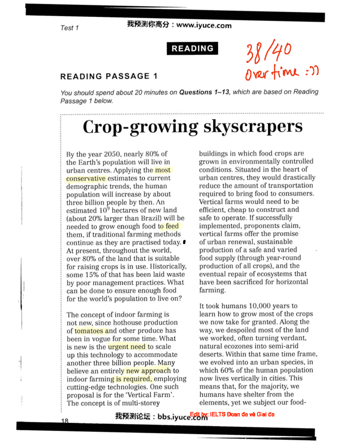 T1C1a - IELTS Reading Passage 1: Vertical Farming and Urban Agriculture ...