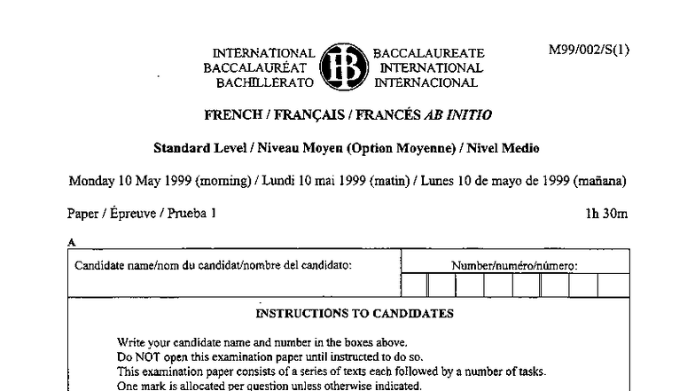French AB Initio Paper 1 SL Exam - May 10, 2023 - Studocu