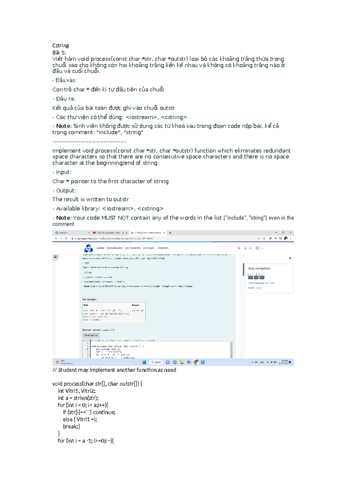Cstring Prelab - Exercises on String Processing and Functions - Studocu
