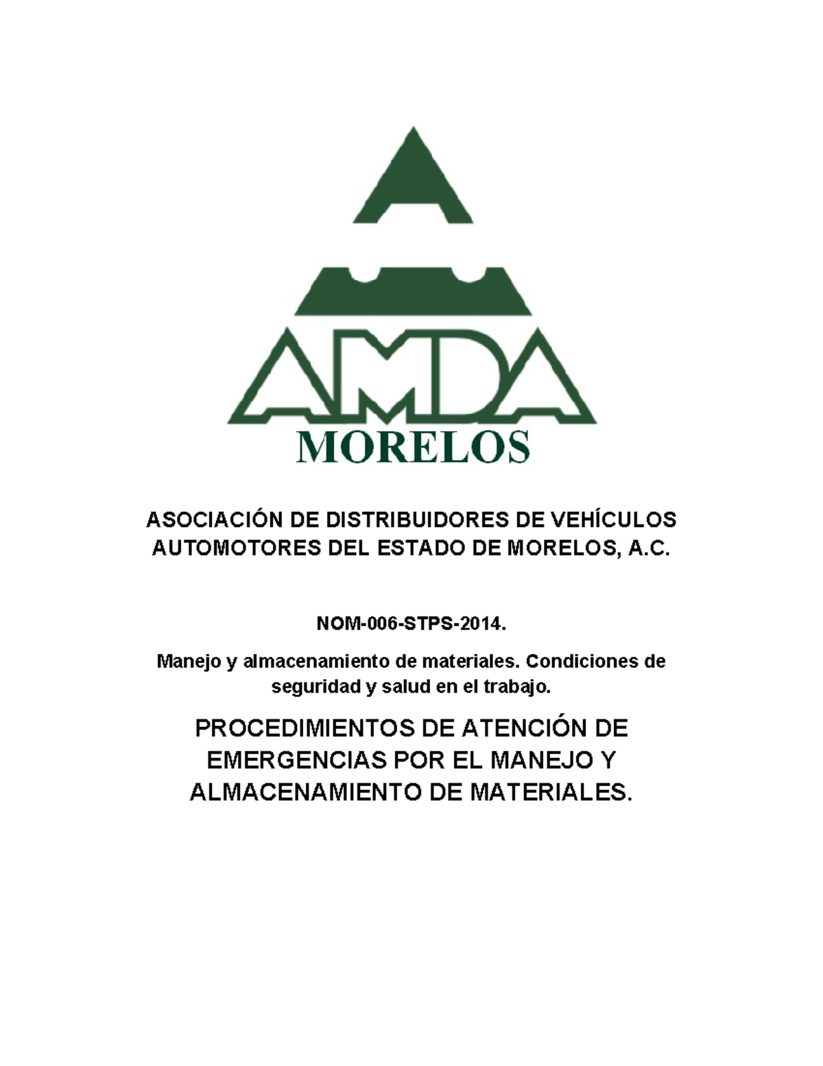 Procedimientos Emergentes para Manejo y Almacenamiento de Materiales ...