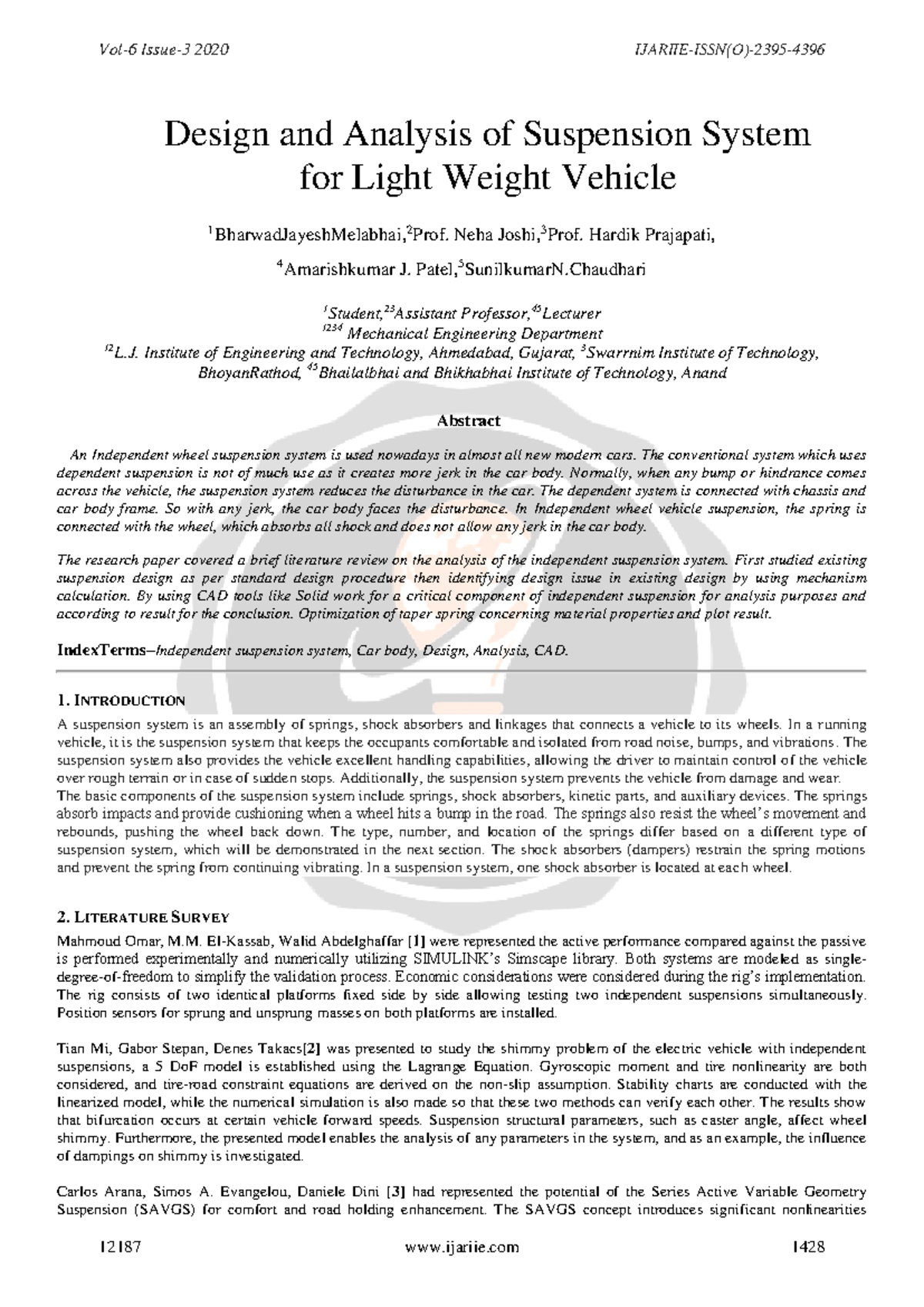 2020 Design & Analysis of Suspension System for Lightweight Vehicles ...