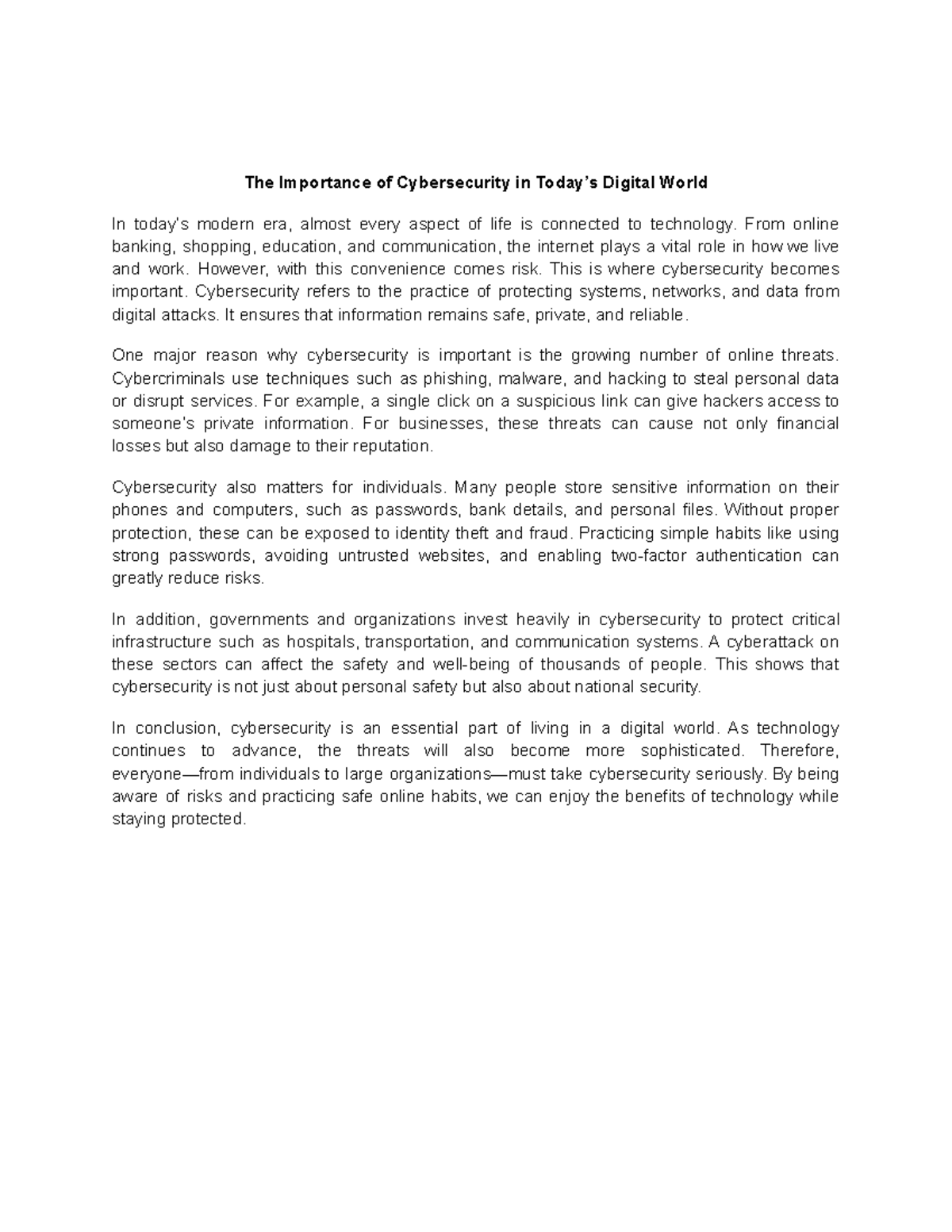 Cybersecurity Essentials in the Digital Age - Assignment #1 - Studocu