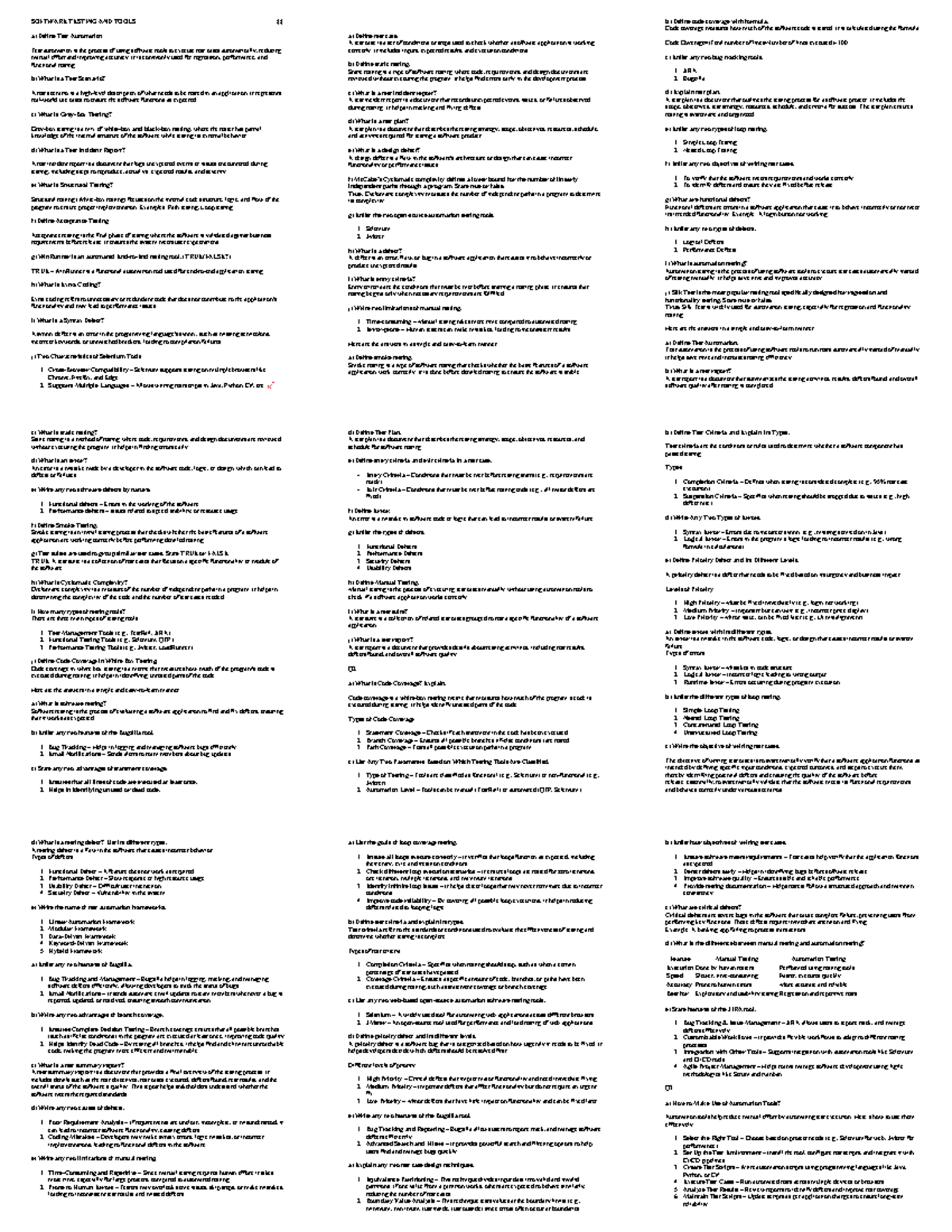 Software Testing Tools Study Guide (Course Code: STT101) - Studocu