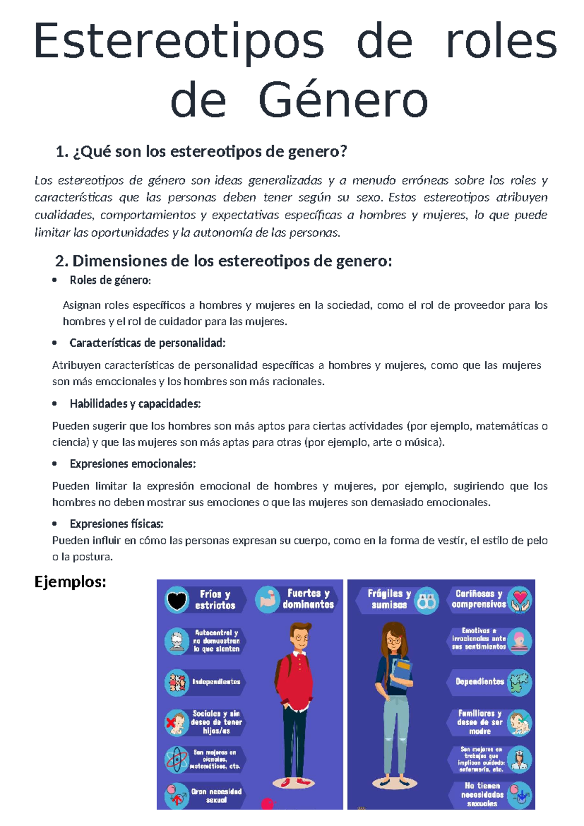 Estereotipos de Género: Roles y Dimensiones en la Sociedad - Studocu