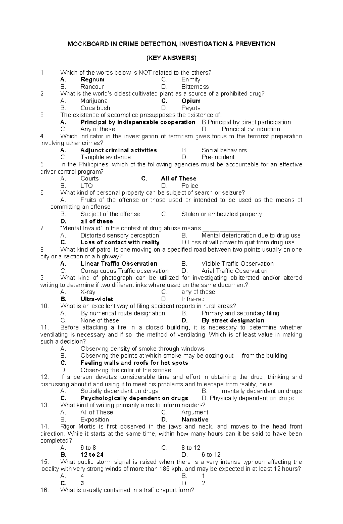 Mockboard Review: Criminology & Crime Detection (Key Answers) - Studocu