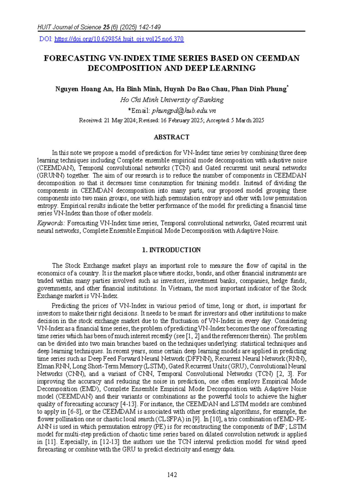 Forecasting Time Series Using CEEMDAN and Deep Learning Techniques ...
