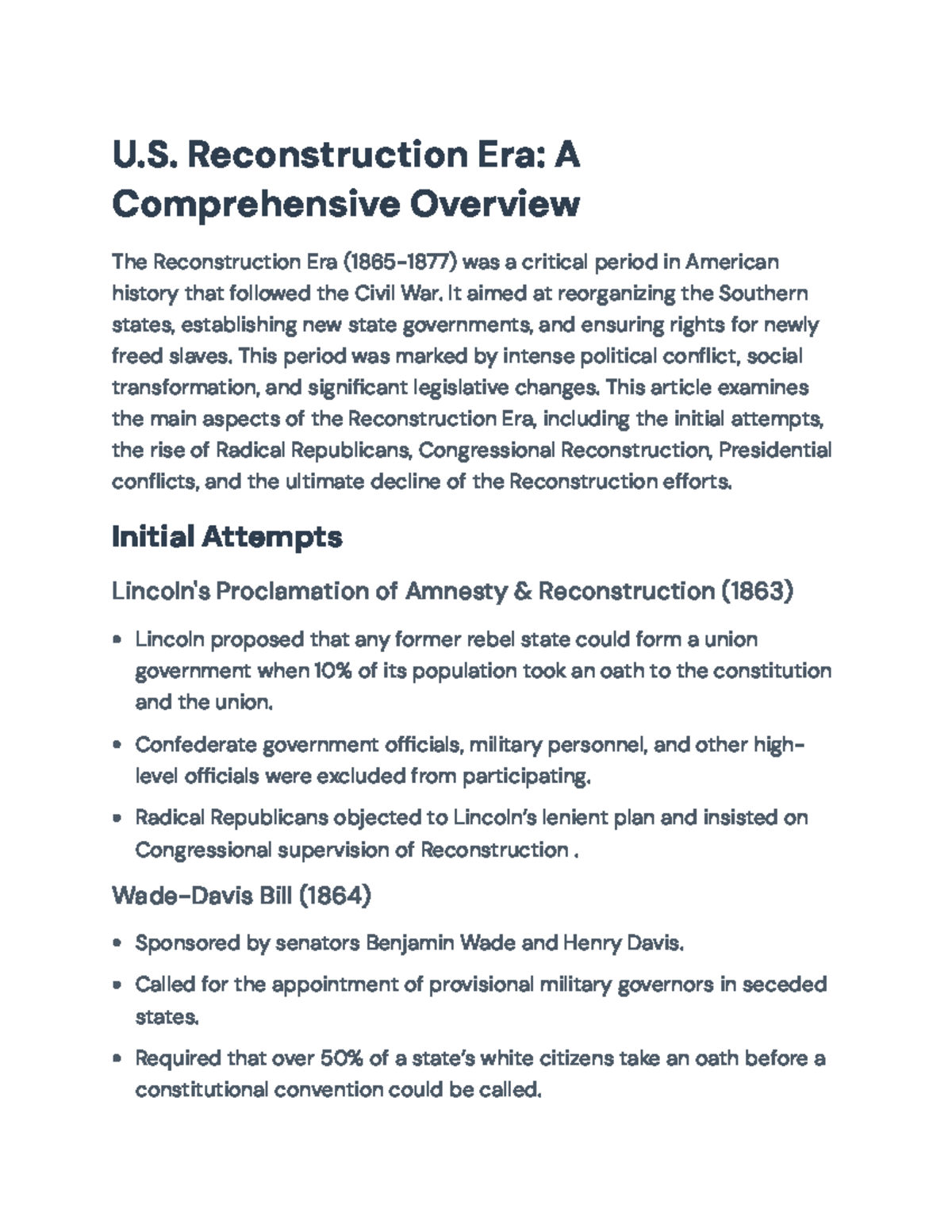 Reconstruction Era (1865-1877): A Comprehensive Overview - U ...