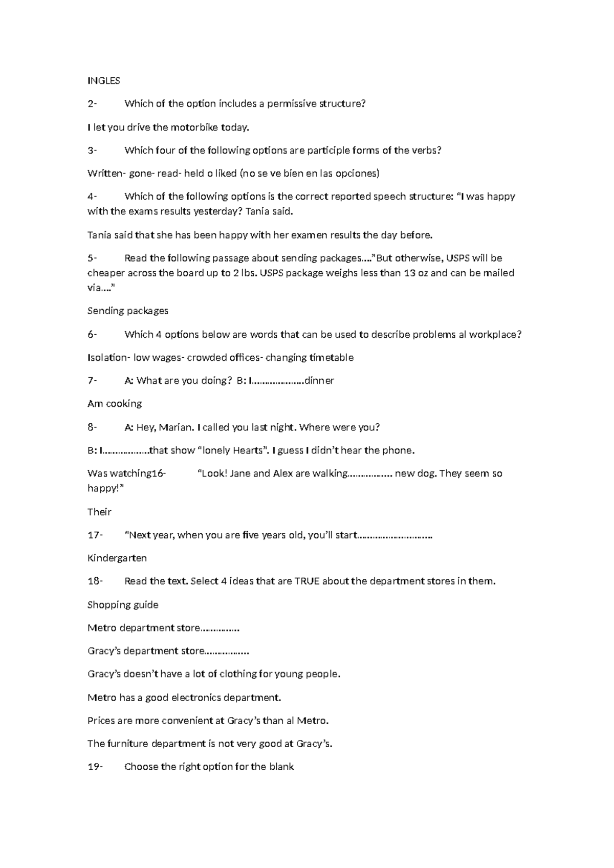 Inglesmg - INFO - INGLES 2- Which of the option includes a permissive ...