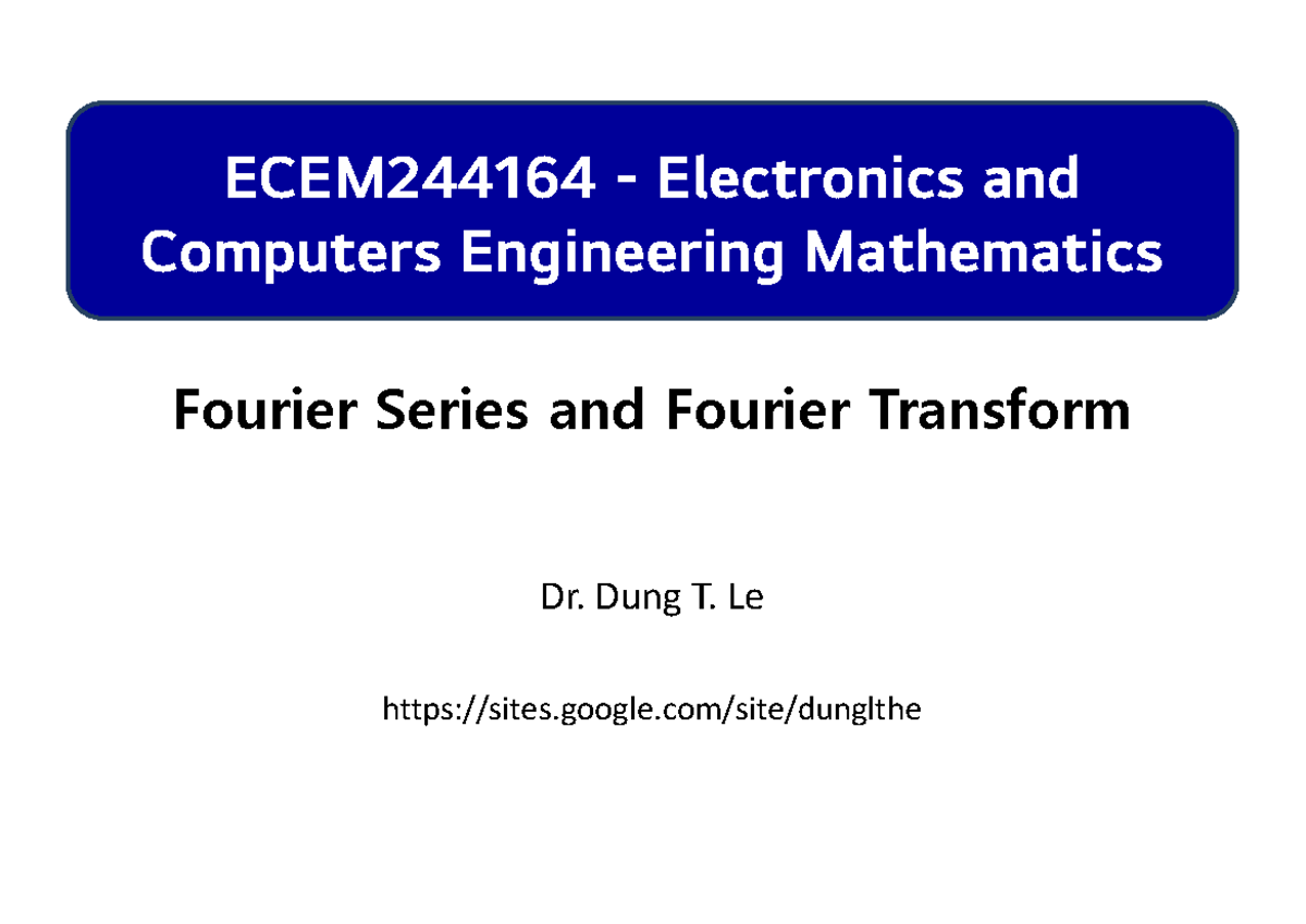 ECEM244164 Chapter 4: Fourier Series & Transform Overview - Studocu