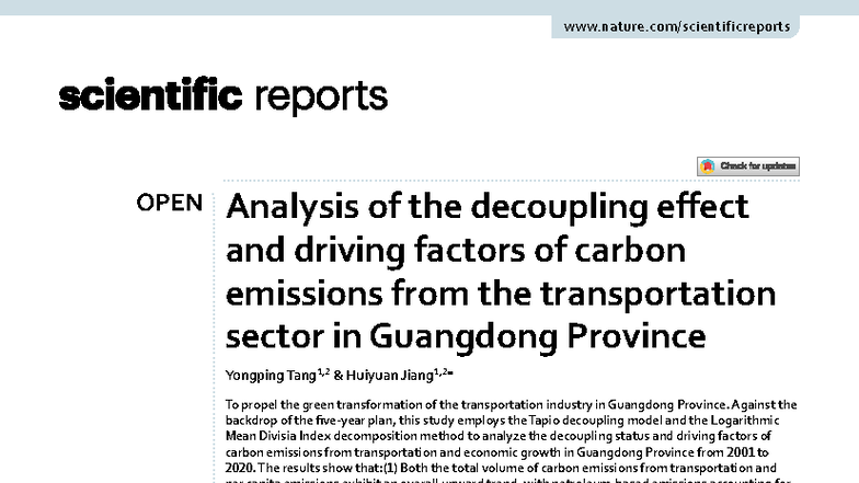 Analysis of the decoupling effect and driving factors of carbon ...