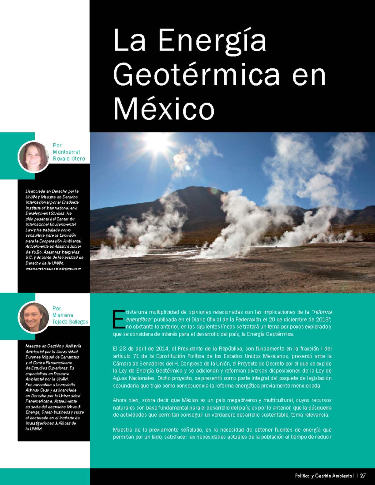 La Ener Geoter Mex - Geotérmica - Política y Gestión Ambiental l 27 E ...