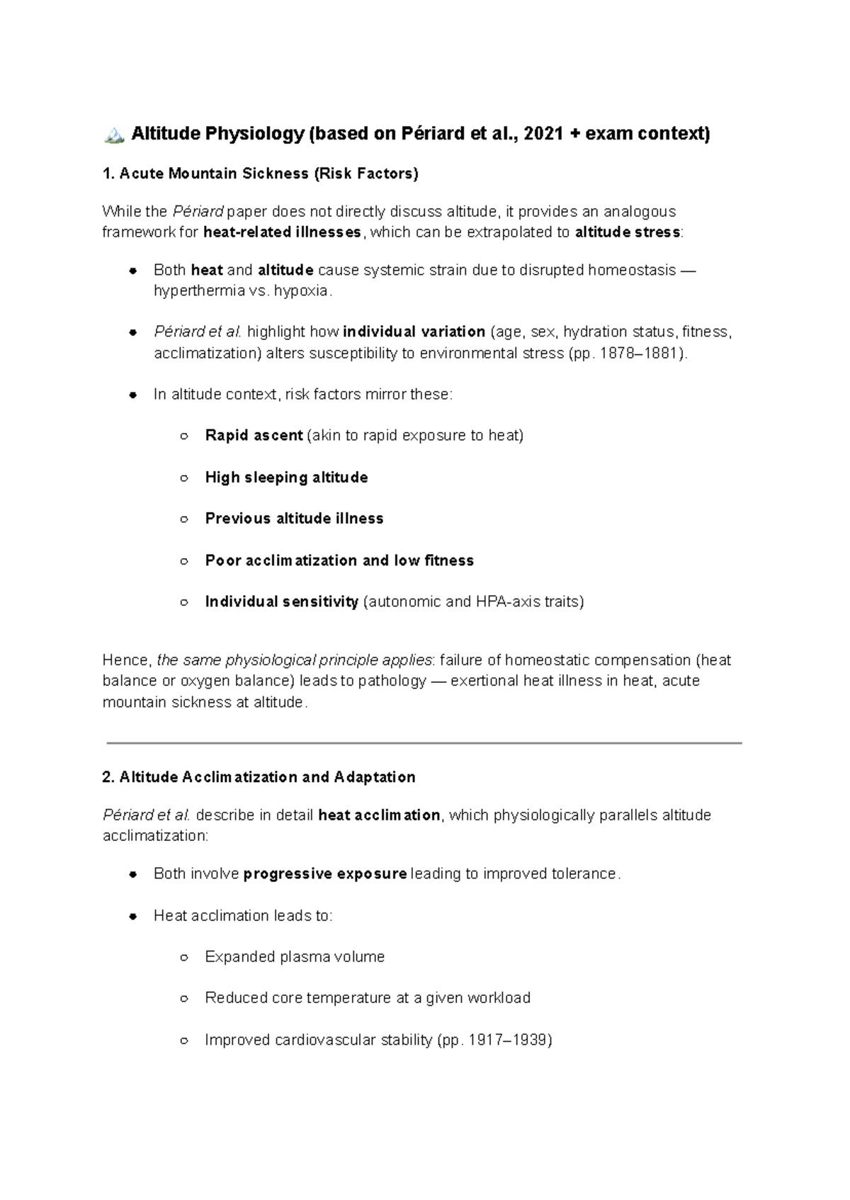 PPEE Summary: Altitude Physiology Insights from Périard et al. (2021 ...