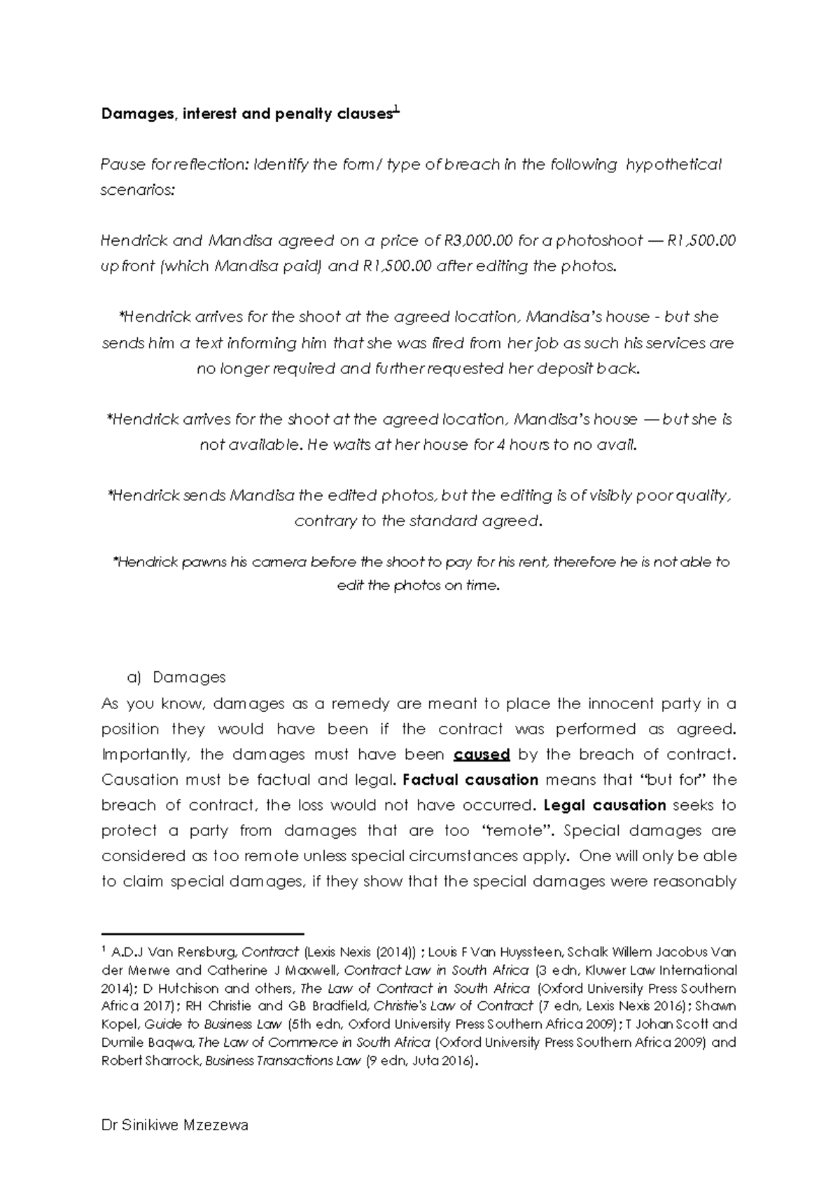 Breach of contract and remedies continued - Damages, interest and ...