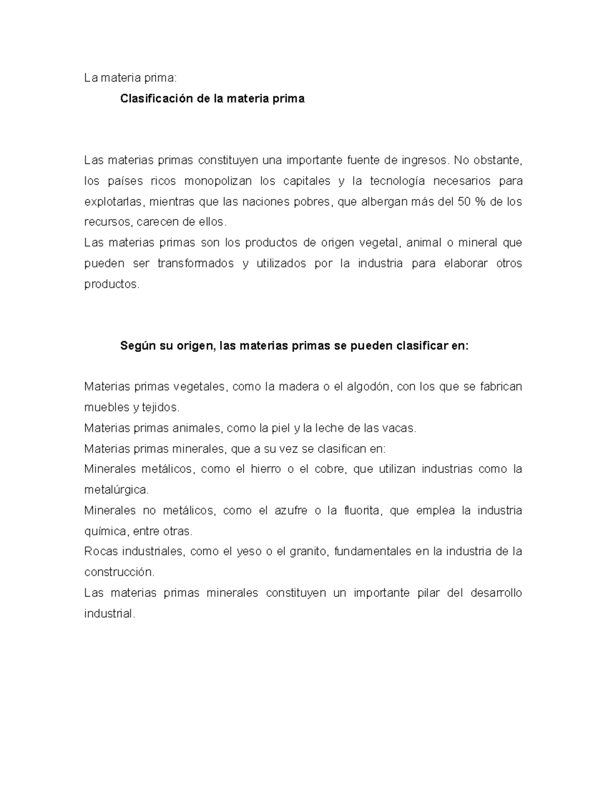 Clasificación de Materias Primas en Alimentos: Orígenes y Tipos - Document Preview